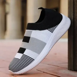 Lizitool Women Casual Knit Design Breathable Mesh Color Blocking Flat Sneakers