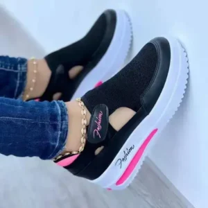 Lizitool Women Fashion Fly Woven Wedge Velcro Mesh Sneakers